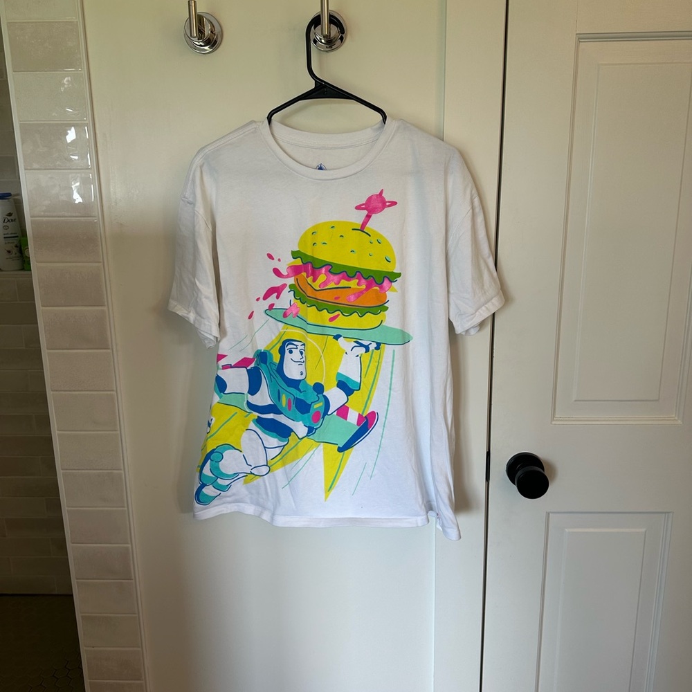 Disney White T-Shirt with Pink and Yellow Graphic